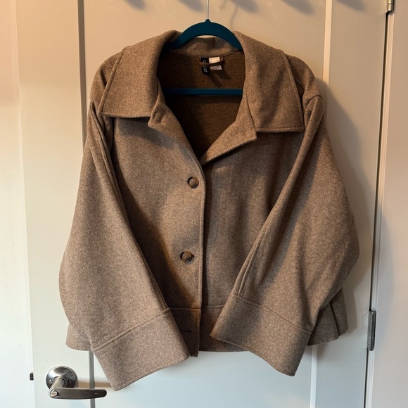 H&M Women's Beige Copped Felted Jacket XL Lagenlook - Picture 4 of 9